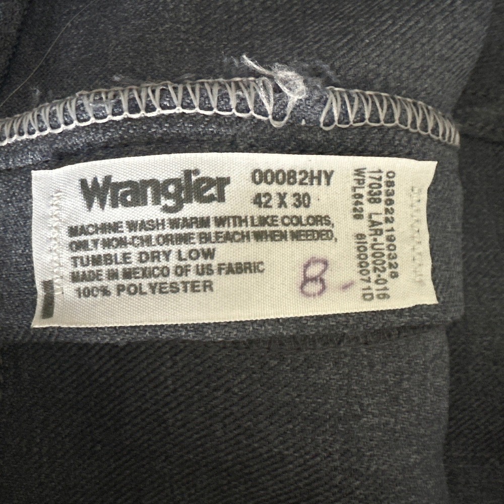 VTG Wrangler 82HY Gray Flat Front Cowboy Dress Pants Polyester Men's Size 42x30 - Picture 4 of 9